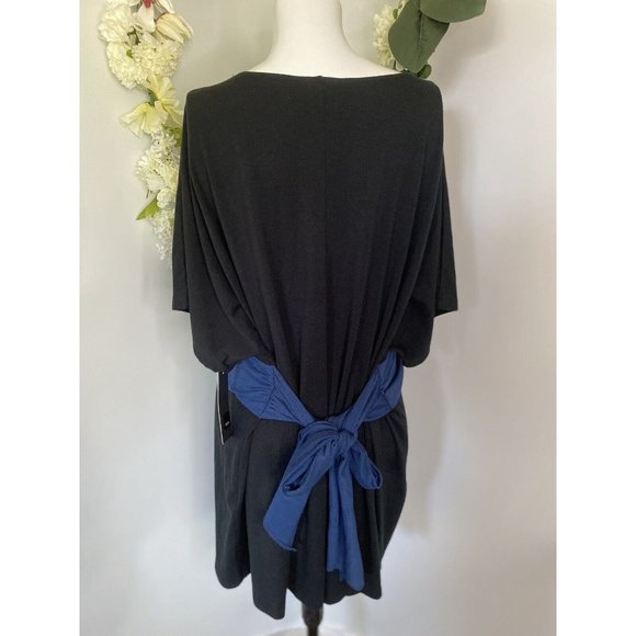 Mossimo Size 28W/30W Polyester Pullover Tunic Short Sleeve Black Blue Sash NWT - Picture 14 of 16